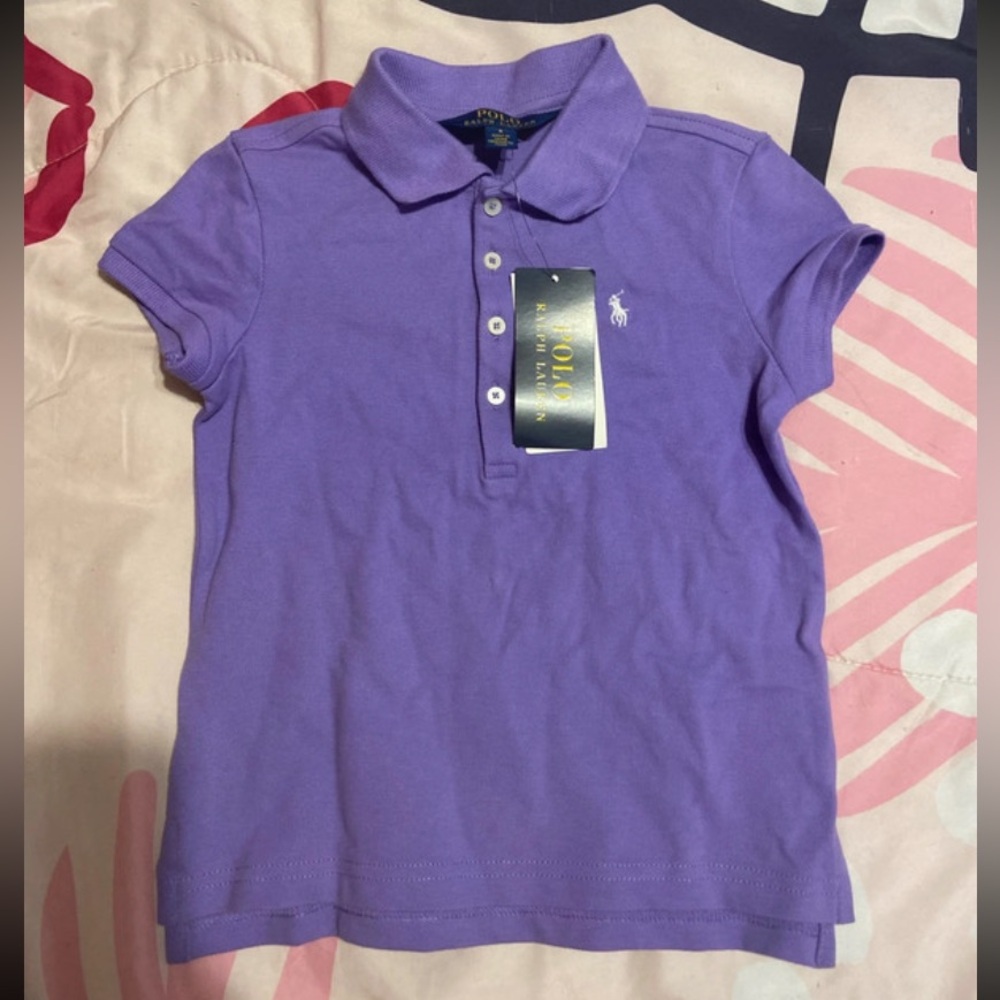 Ralph Lauren Girls' Lavender Polo Shirt with Embroidered Pony